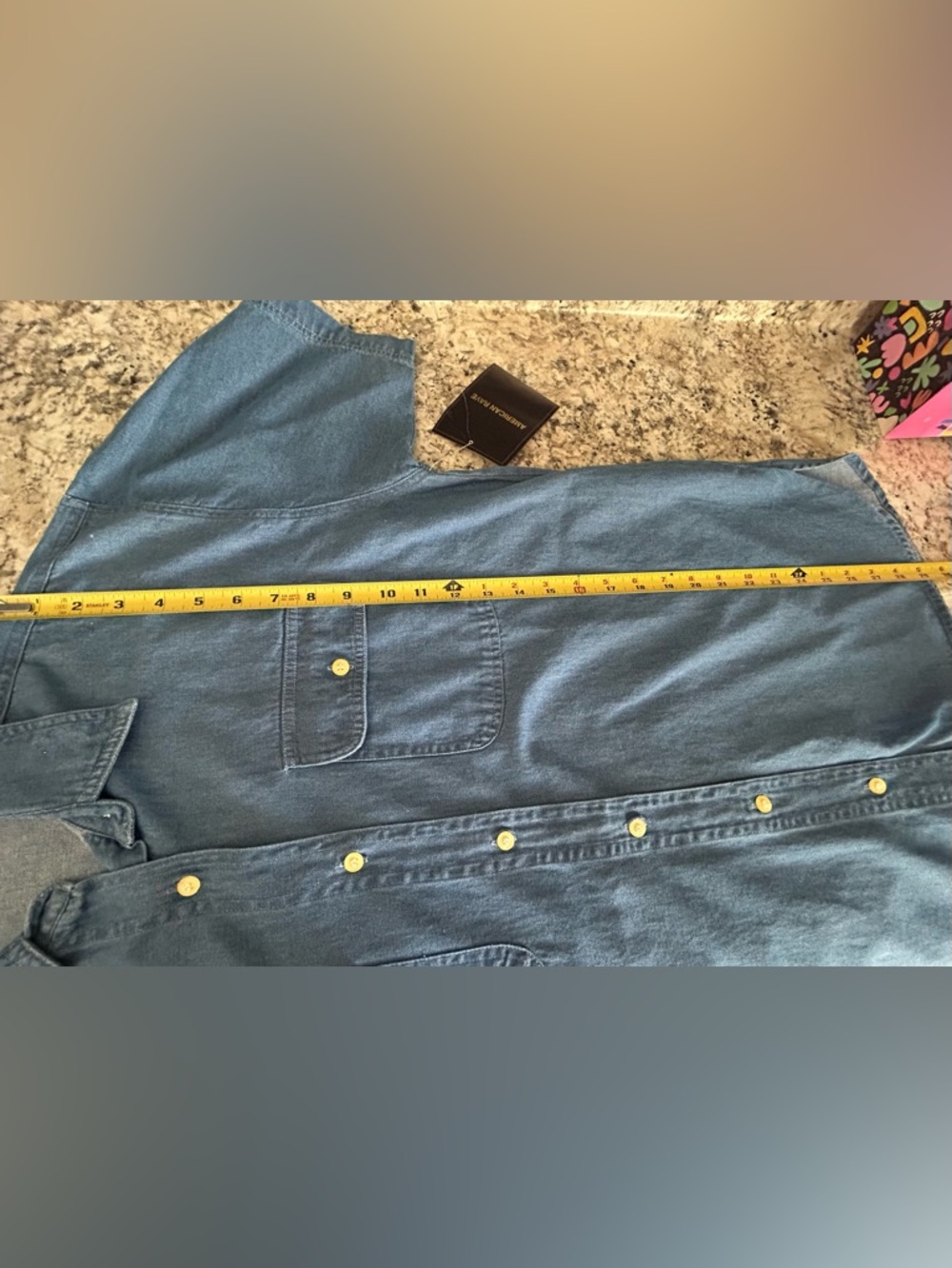 NWT American Rave Vintage Blue Denim Short Sleeve Button Down Shirt Pockets Sz L - Picture 10 of 10